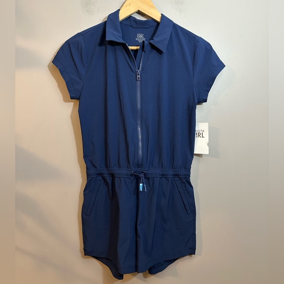 NWT Athleta Girl Vacay All Day Romper Navy Blue Size XL - Picture 1 of 13